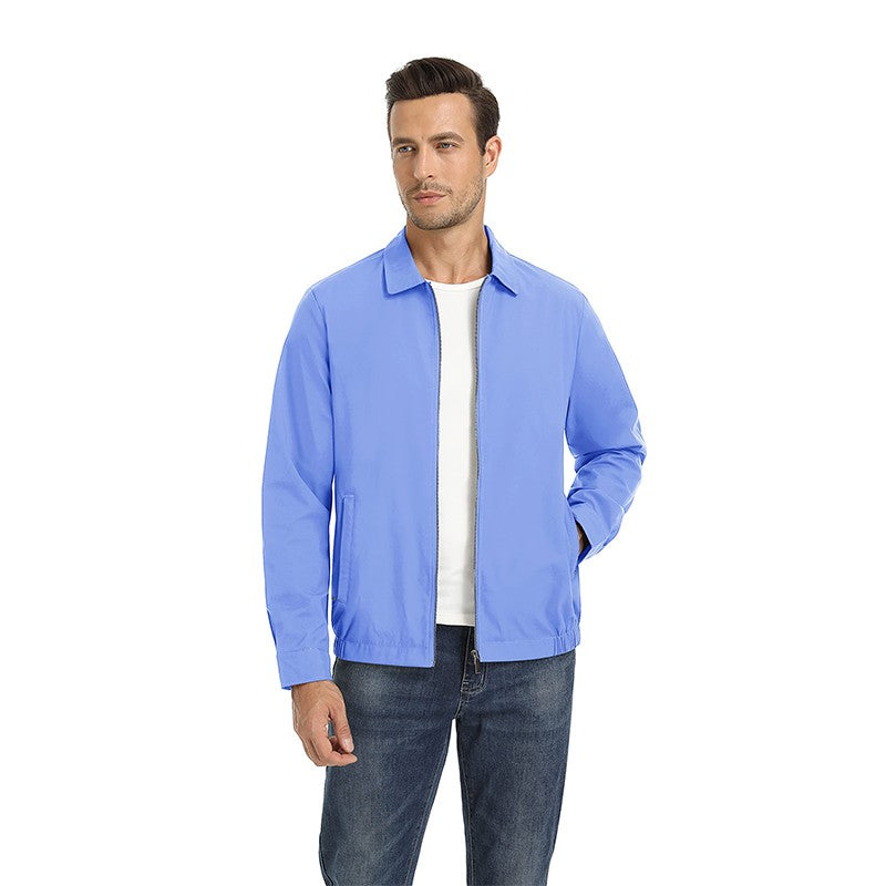 MAGCOMSEN Men's Zip-Front Golf Jacket Spring Summer Casual Jacket Solid Color Turn-down Collar Outerwear Hiking Fishing Travel