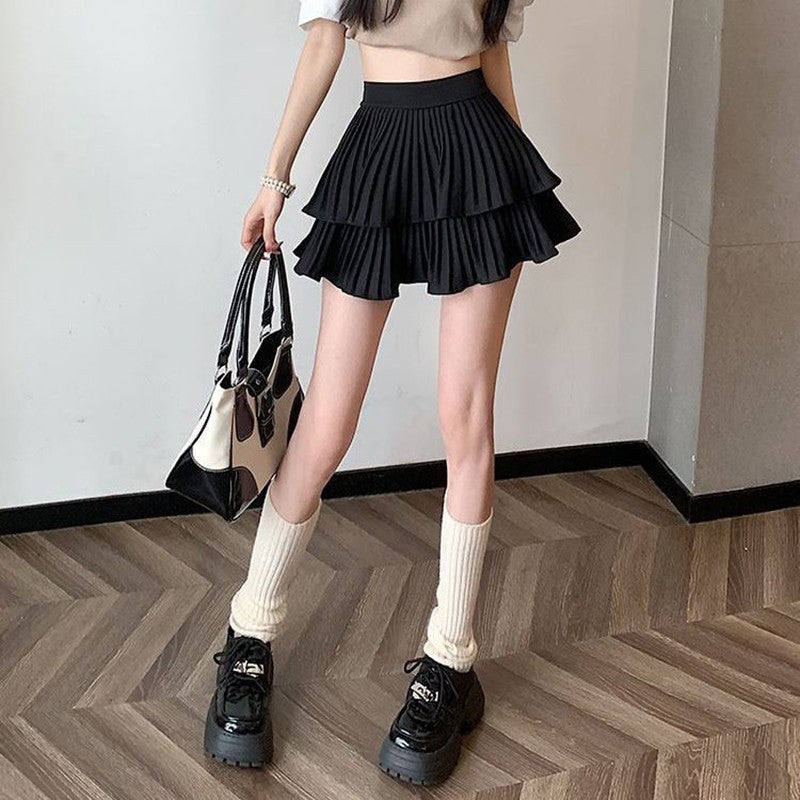 Mini Skirt Cute Sexy Balletcore Elastic High Waist Ball Gown Ruffle Patchwork Lo