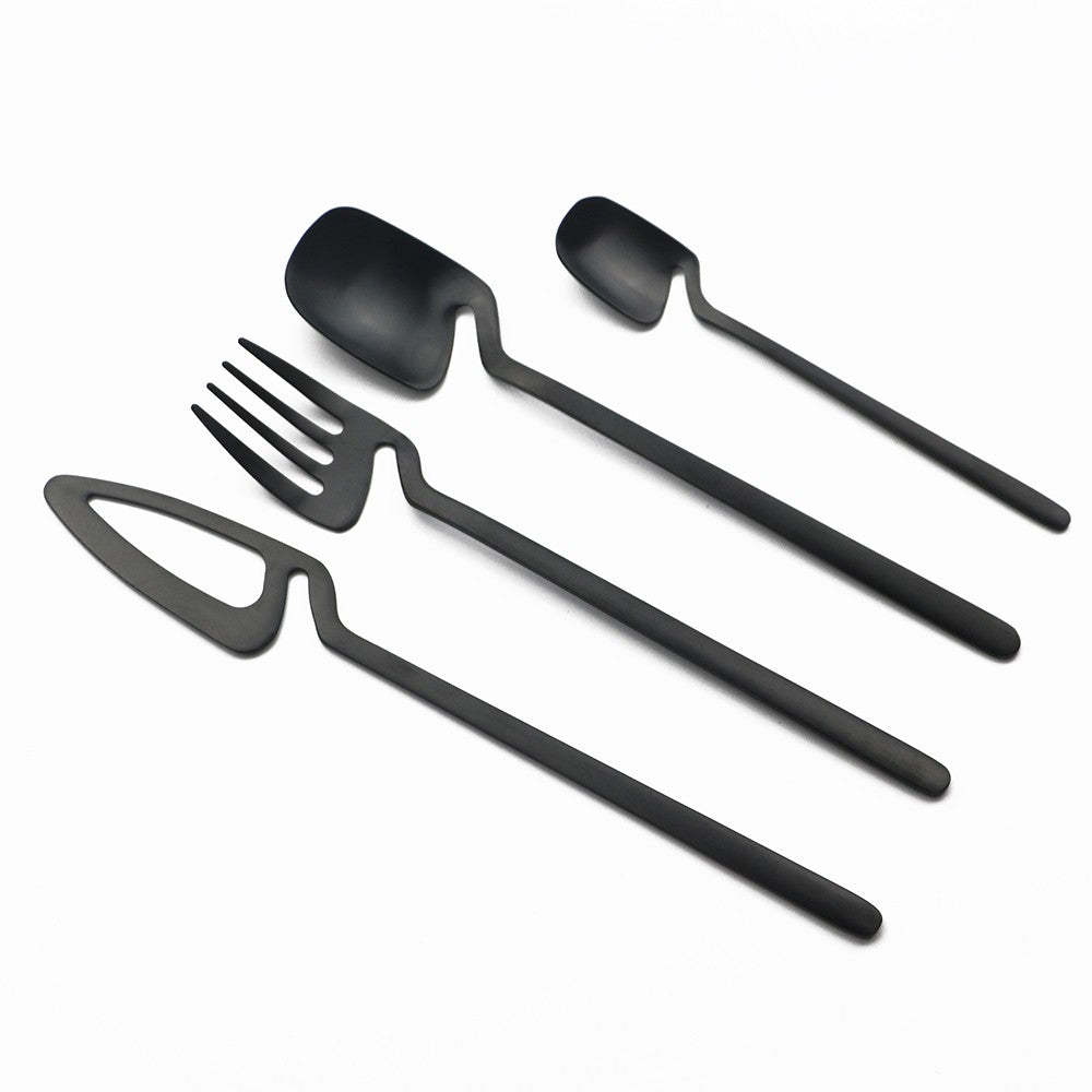 Conjunto de talheres de aço inoxidável fosco com 15 peças, faca, garfo, colher, conjunto de jantar, talheres de cozinha, serviço de prata