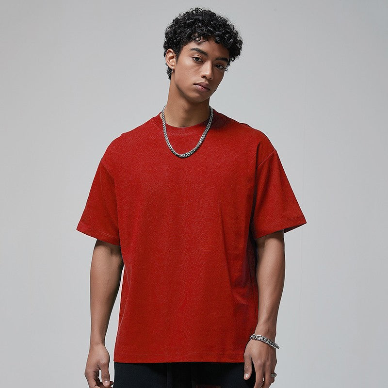 100 Heavy Weight Cotton T shirt For Men Women Short Sleeve Plain Tops Solid Oversized Tee Shirts Quality Clothing 8.8oz 250gsm