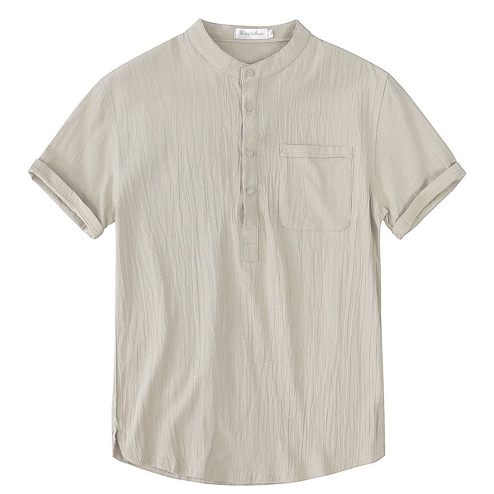 Summer New Men's Short-Sleeved T-shirt Cotton and Linen Led Casual Men's T-shirt Shirt Male Breathable S-3XL
