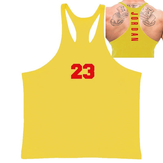 Men’s Tank Tops Summer Breathable Y-shaped Vest Outdoor Brand Pure Cotton Sleeveless Swearshirt Fitness Tops Basketball Jersey