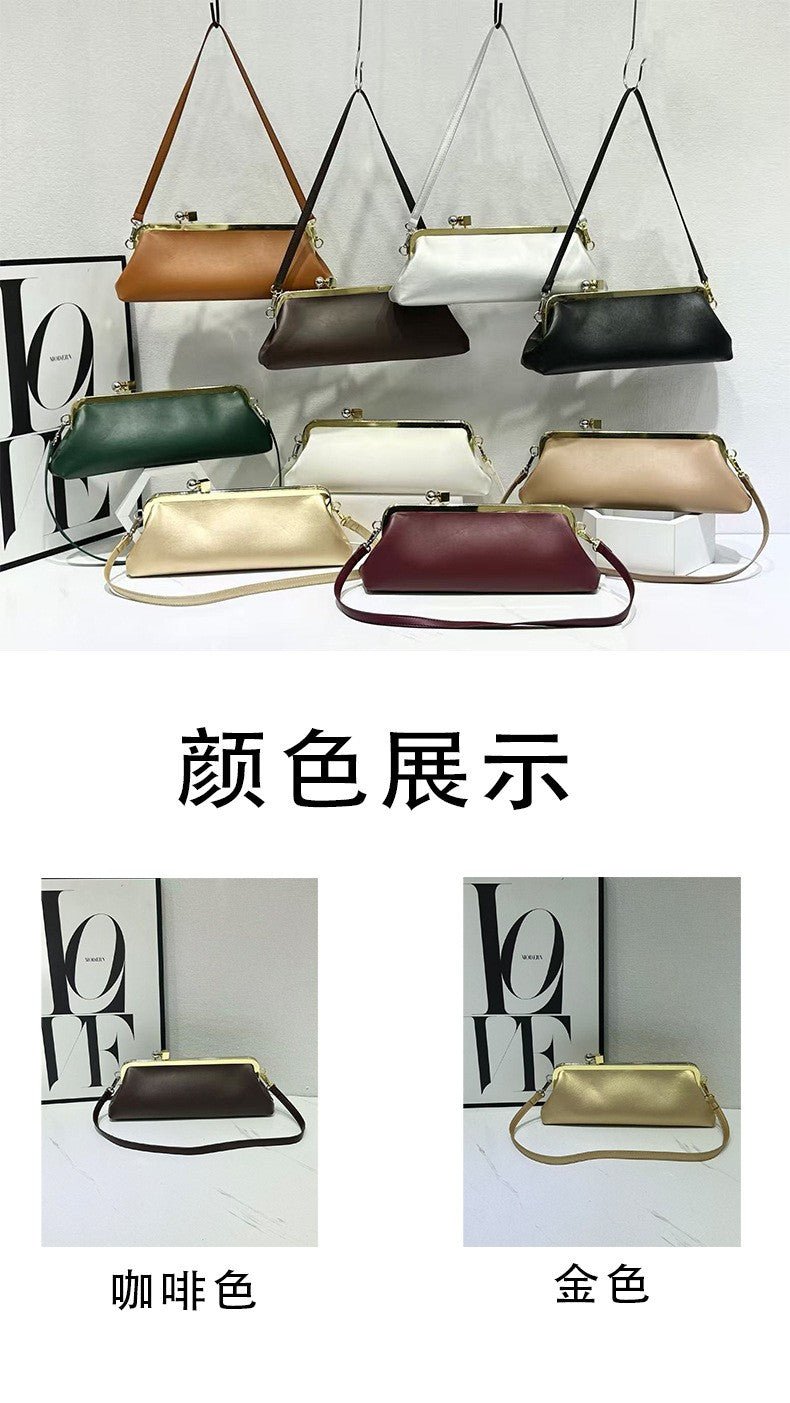 Fashion Long Clutch Bag for Women Luxury Designer Kiss Clip Handbags Luxury Pu Leather Underarm Shoulder Bags Trend Party Purses