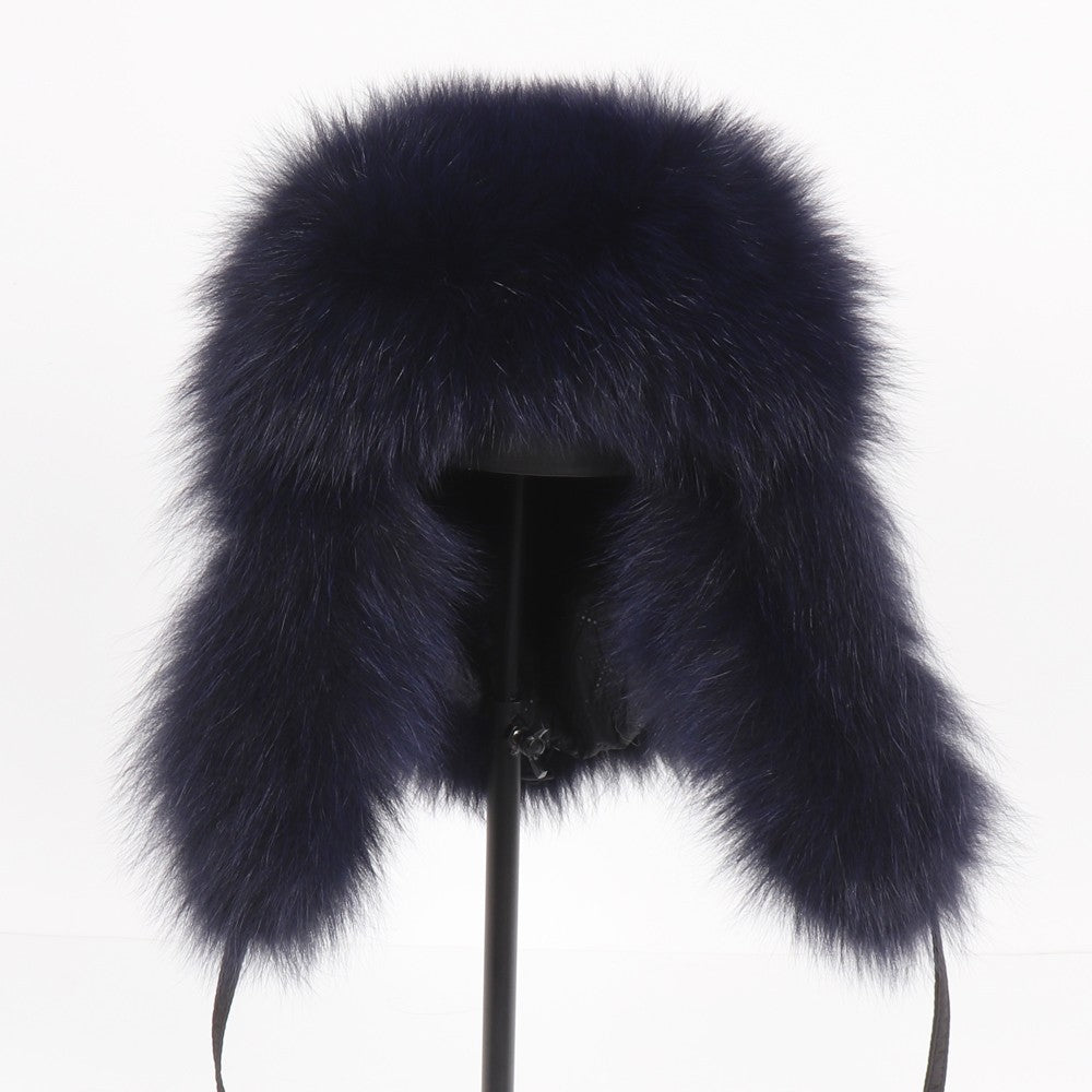 2025 Novo Chapéu Feminino Ushanka Russo de Pele de Raposa Natural Inverno Grosso Quente Orelhas Moda Chapéu Bomber Senhora Gorro Genuíno de Pele de Raposa Real