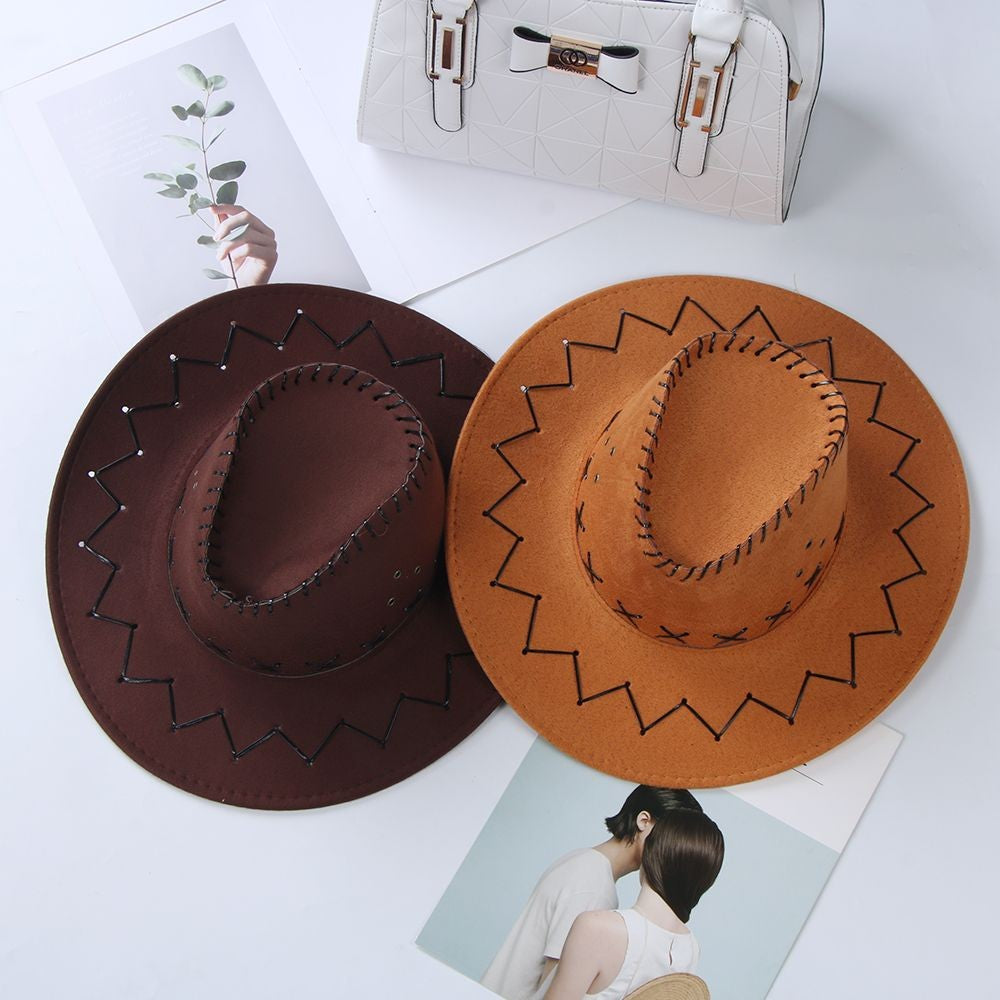 Accessories Western Style Panama Jazz Hat Wide Brim Suede Cowboy Hat Felt Fedora Hat