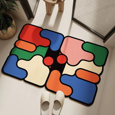 Diatomaceous Earth Bath Mat Fast Drying Absorbent Non Slip Floor Mat for Bathroom Toilet Easy Clean Home Decor Puzzle Design
