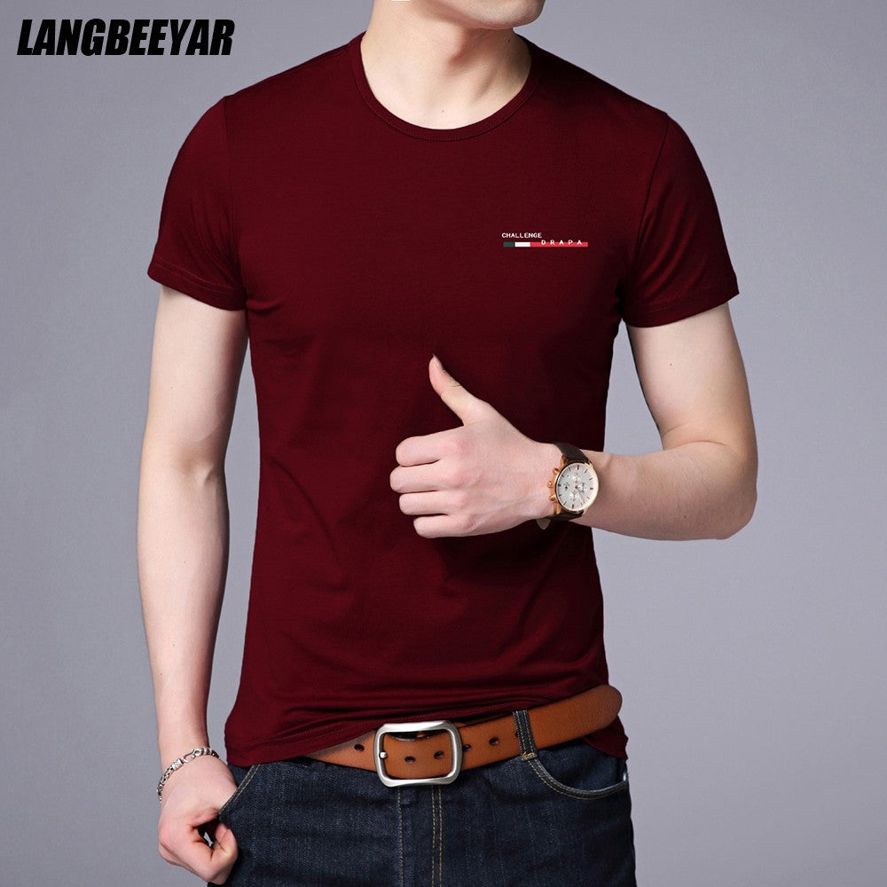 2025 New Summer Brand Tops Round Neck t Shirt For Men 95% Cotton 5% Spandex Plain Bulk Short Sleeve Casual Fashion Mens Clothes