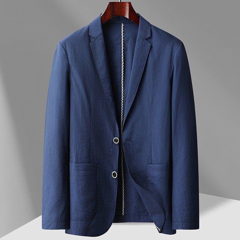 Summer thin suit men's jacket fashion handsome casual high-grade sense of light luxury suit jacket single west sun-protective cl