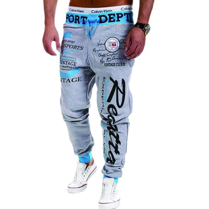 Men's Sweatpants Joggers Trousers Elastic Waist Letter Graphic Prints Sports Outdoor Daily Wear Casual Hip Hop Gray-blue Black