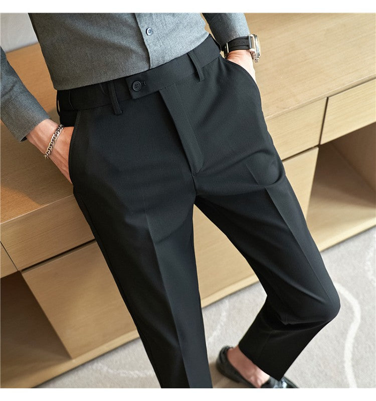 Men Suit Pant Autumn Elastic Waist Solid Slim Fit Dress Pants Business Casual Office Social Trouser Plus Size 40 38 Men Clothing