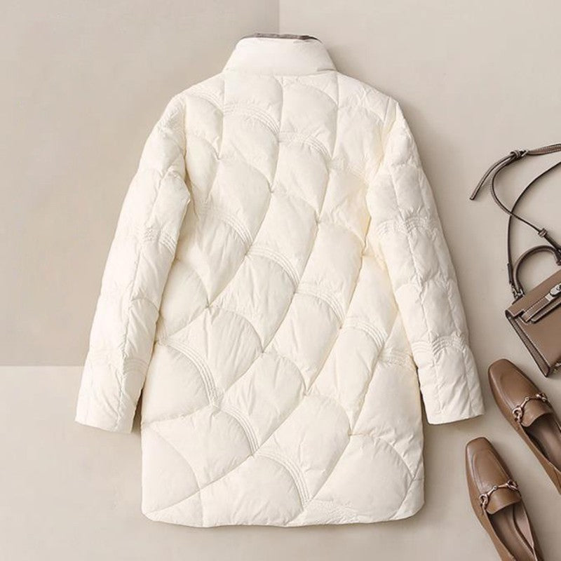 SEDUTMO Long Women Duck Down Jackets Ultra Light Winter Vintage Slim Coat Autumn Casual Warm Black Quilted Parkas ED2057