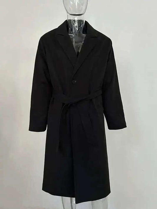 IEFB Korean Style Men's Fashion Tide Woolen Coat Single Breasted Overcoat 2025 Autumn New Stylish Trench Casual Loose Fit 9D1655