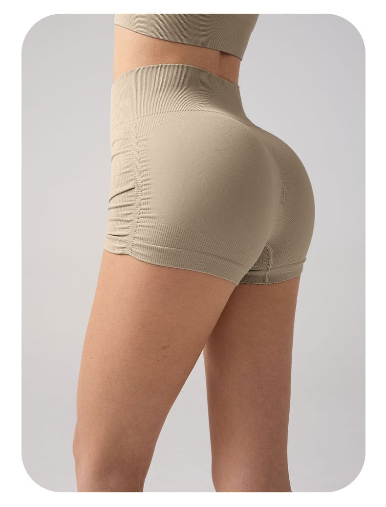 Women High Waist Fitness Shorts Gym Hip Lifting Yoga Sports Tight Running Shorts Exercise Three Folded Yoga Shorts