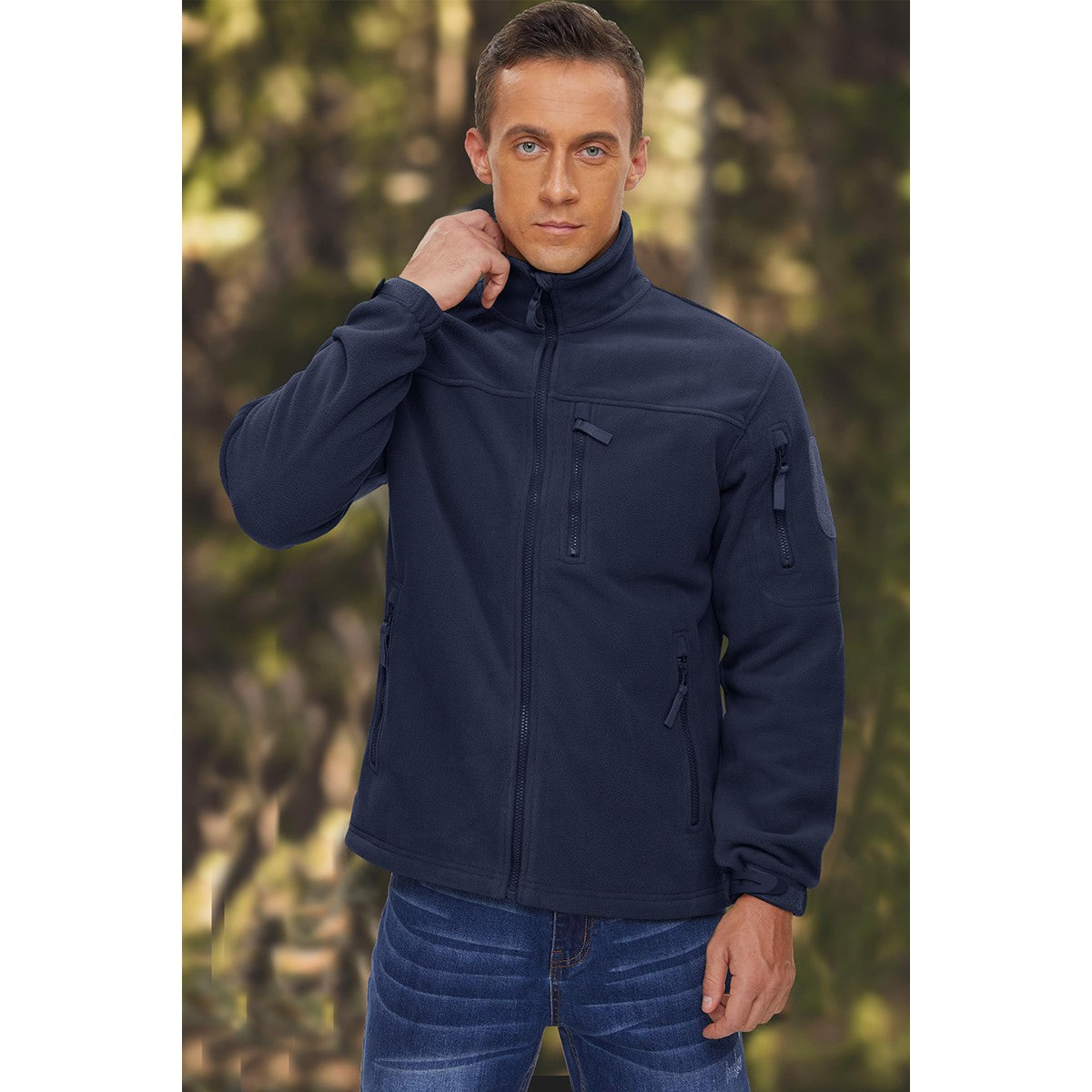 TACVASEN Men's Fleece Jacket Soft Warmth Windproof Full Zip Up Coat Multiple Zipper Pockets Hiking Working Outdoors Windbreaker