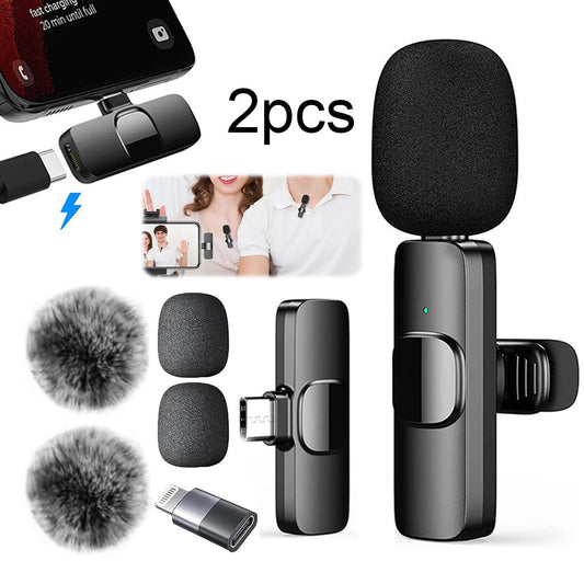 2 In 1 Video Record Microphone Type-C Charging 2.4G Intelligent Microphone Noise Canceling for iPhone Computer Tablet Camera