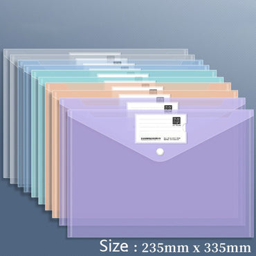 10 PCS Plastic Folders for Document, A4 Size Plastic Envelopes with Snap Closure, Clear File Folders Bags for School Office