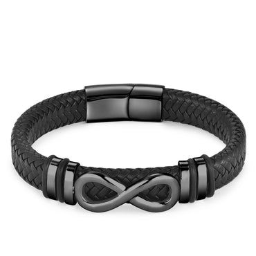 Classic Stainless Steel Leather Bracelet For Mens Chain Wristband Business Charm Jewelry Accessories for Dad Boyfriend