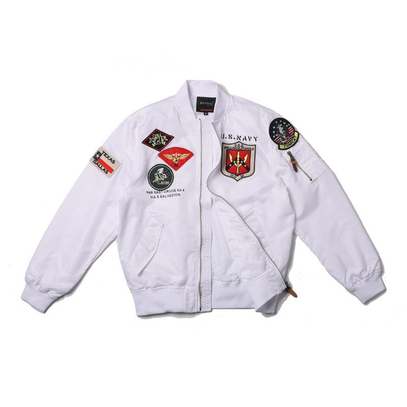High Quality Military Fashion Casual Boy Youth Lightweight Top Gun Patch Embriodey Streetwear Ma1 Satin Flight Bomber Jacket Men