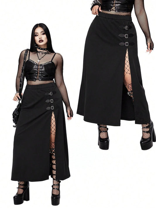 Plus Size Women's Lace Layered Hem Romantic Elegant Vintage Dress Pure Color Slit Fashion Airy Polyester Material
