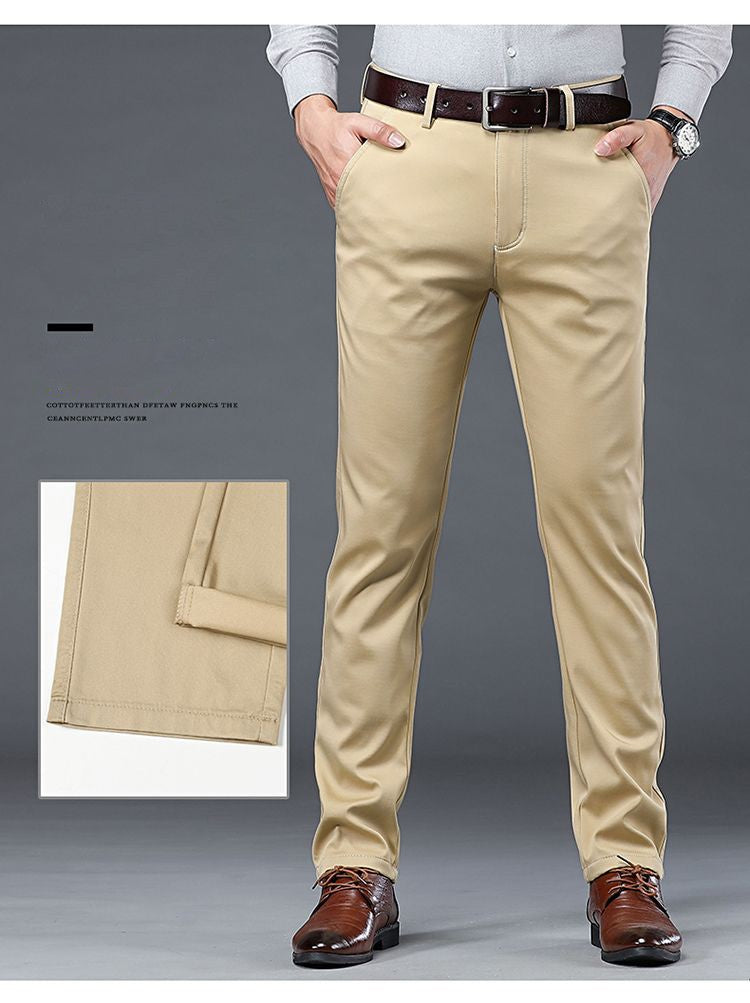 Summer Thin Men's Slim Suit Pants Fashion Business Casual Cotton Green Black Khaki Trousers Male Brand Clothing 30-40