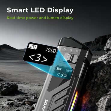 WURKKOS TD11 Tactical Flashlight 3000LM Innovative Multi-Function Portable LED Flashlight with Built-in Battery Portable Light