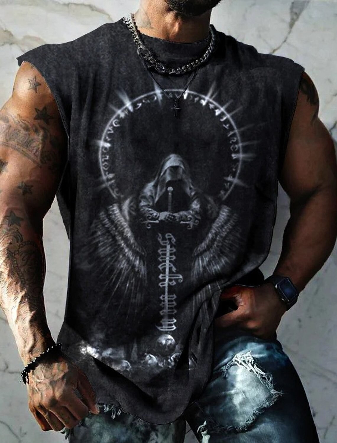 Four Seasons New Mens Fitness Clothing Simple Breathable Street Sleeveless Under