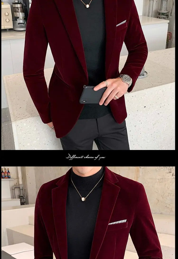 Mens Blazer Men's Fashion Business Corduroy Shirt Gentleman British Style Casual Slim-fit Wedding Work Mens Blazer Jacket 5XL