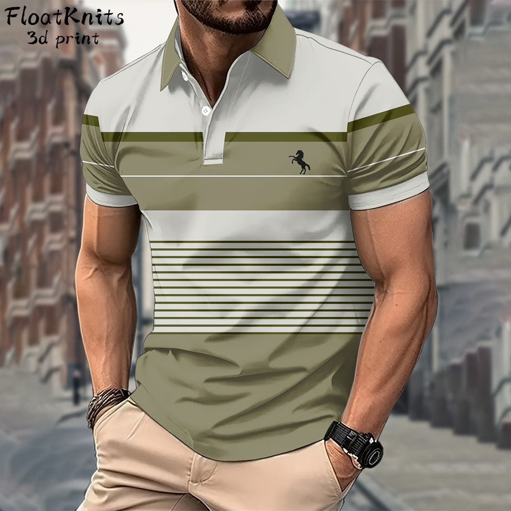 Minimalist Striped Polo Shirts for Men Business Men's Clothing Lapel Short Sleeve Tee New in Tops & Tees Summer T-Shirts for Men