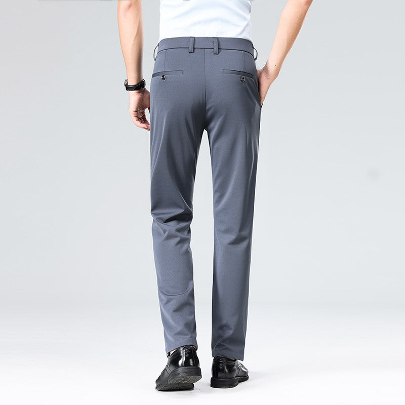 29-42 Men's Summer Thin Fashion Business Casual Suit Pants Long Pants Men's Elastic Straight Sleeve Formal Pants Plus Size 28-40