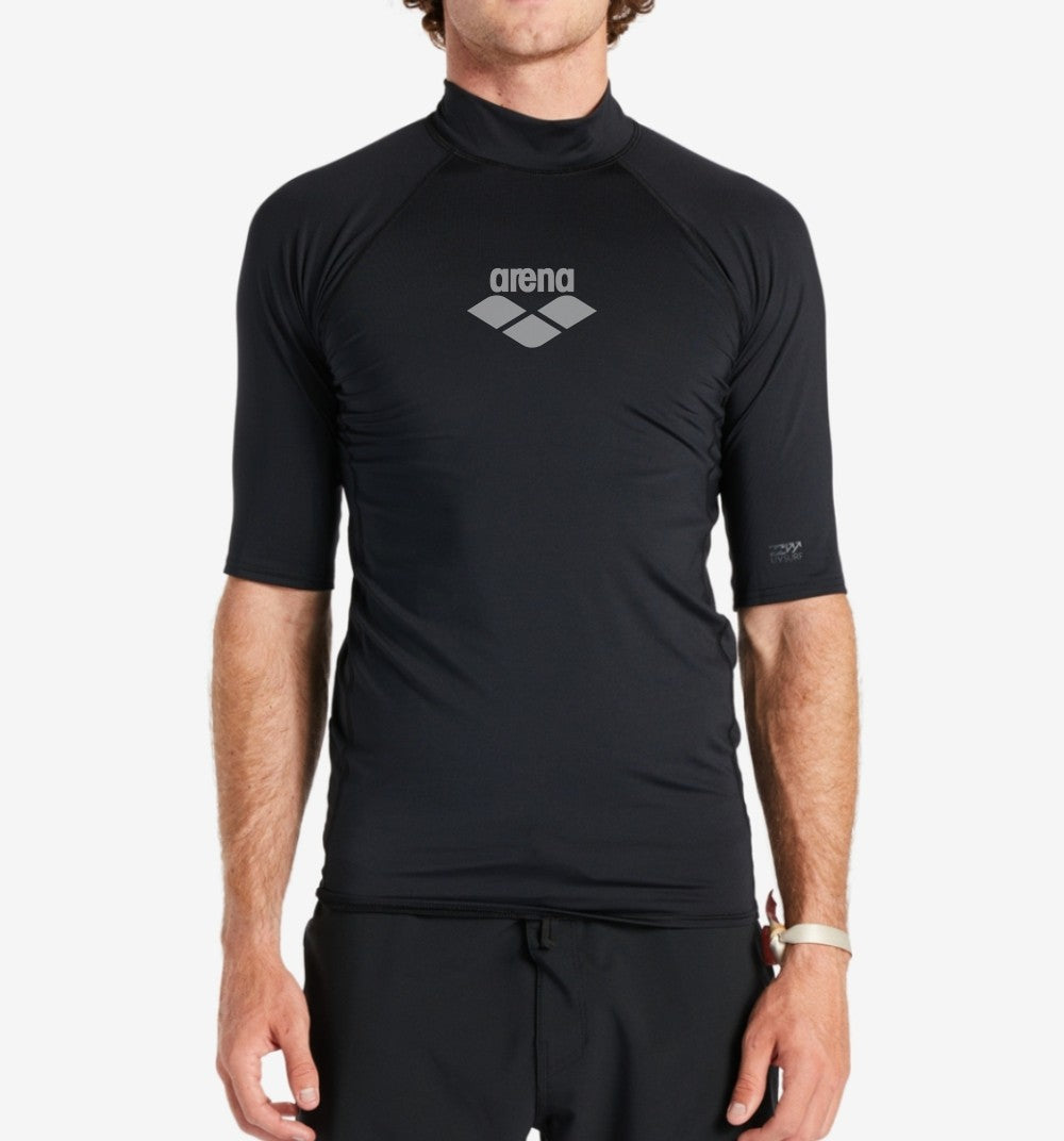 Men's Short Sleeve Surf Tee Arch Wave RIGHTTRACK Performance Tight-fitting Swimwear UPF 50+ Rashguard Vacation Beachwear