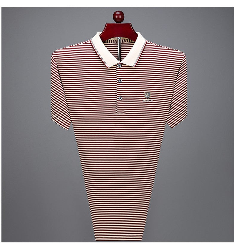 Quality breathable cotton short sleeve men's POLO shirt 2024 summer fashionable shiny diamond inlaid design top soft T-shirt