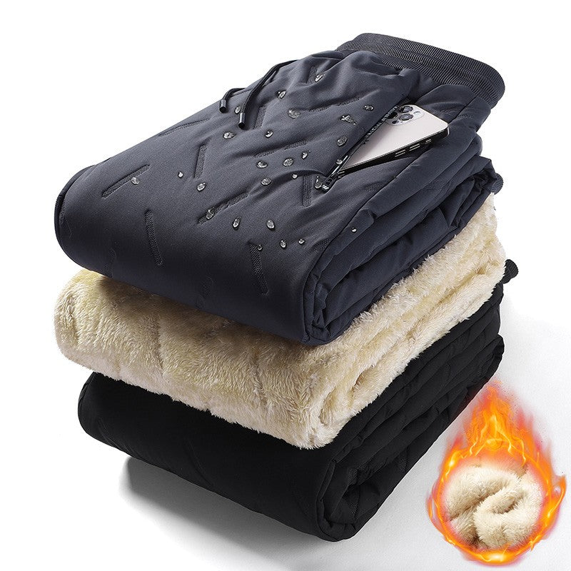 2024 Novas Calças de Algodão Acolchoadas Masculinas de Inverno, Pelúcia Grossa de Lã, Calças Esportivas Quentes, Casuais, Impermeáveis, à Prova de Vento, à Prova de Frio