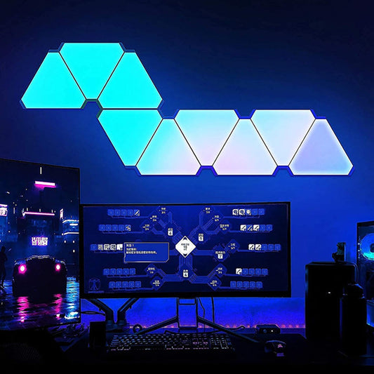 WIFI Bluetooth 5V USB Triangle Lamps Quantum Atmosphere LED Night Light For Game Bedroom Decoration Creative Decorat Wall Lamps
