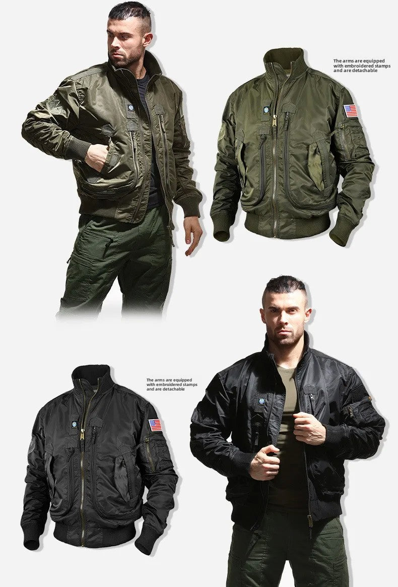 Men's pilot jacket men's air force MA1 baseball jacket spring and autumn casual youth trend military fan stand up collar jacket