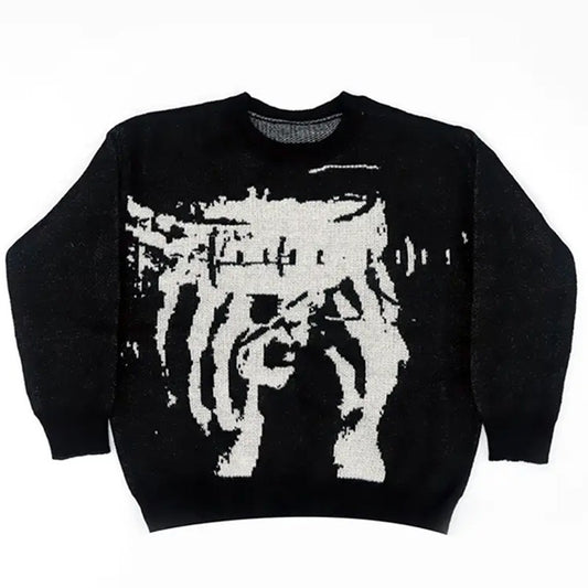 Men's Winter Sweater Pullovers Knit Long Sleeve Tops Hip Hop Korean Fashion Harajuku Jumper Gorhic Coat Y2k Streetwear Clothing