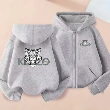 Children Zip Up Hoodie Tops tiger's head Girl Boy Sweatshirt Kid 3-12 Year Zipper Hoody Coat Casual Sweatshirts black Clothes