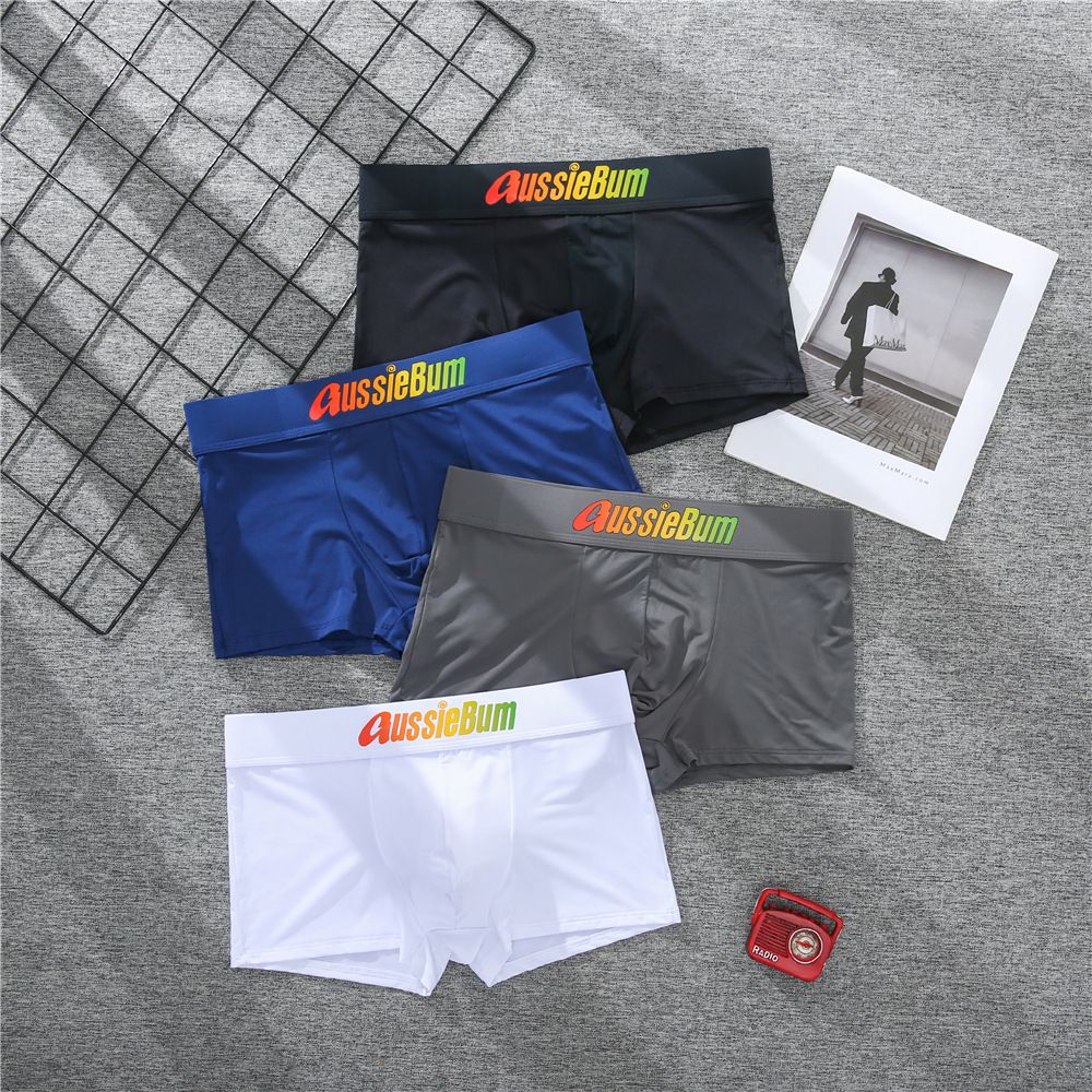 Men's boxer panties, milk silk low rise U convex bag stretch breathable comfortable youth shorts