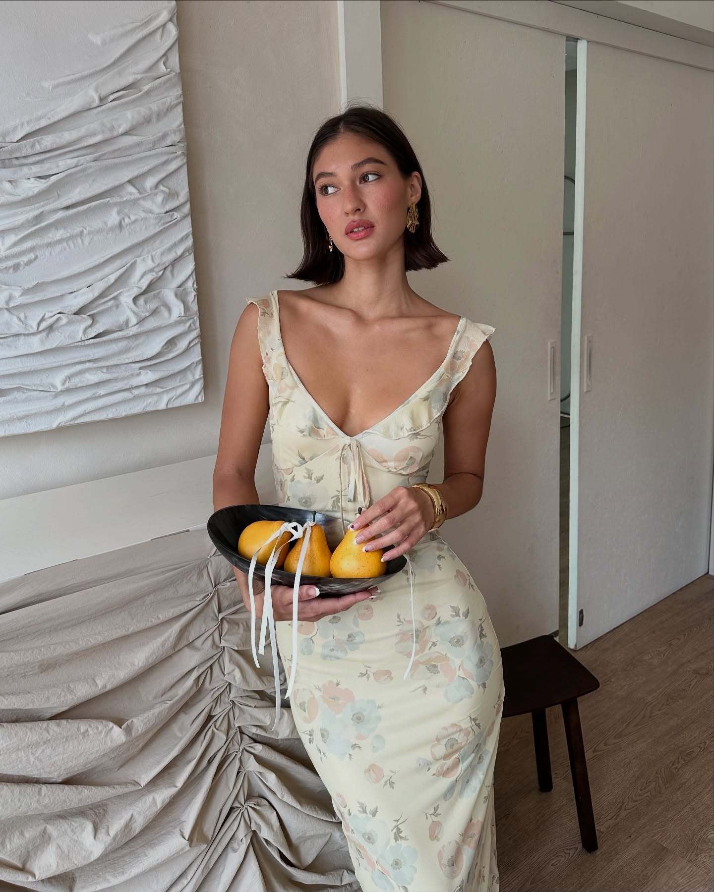 Cryptographic Summer Floral Print Plunge Maxi Dress Outfits Sexy Backless Fairy