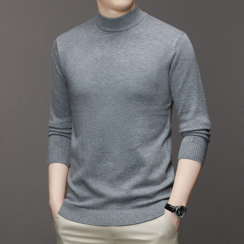 Half Turtleneck Knitwear Sweater New Autumn/Winter Mock Neck Sweatshirts Solid Color Pullovers Man Brand Casual Mens Clothing