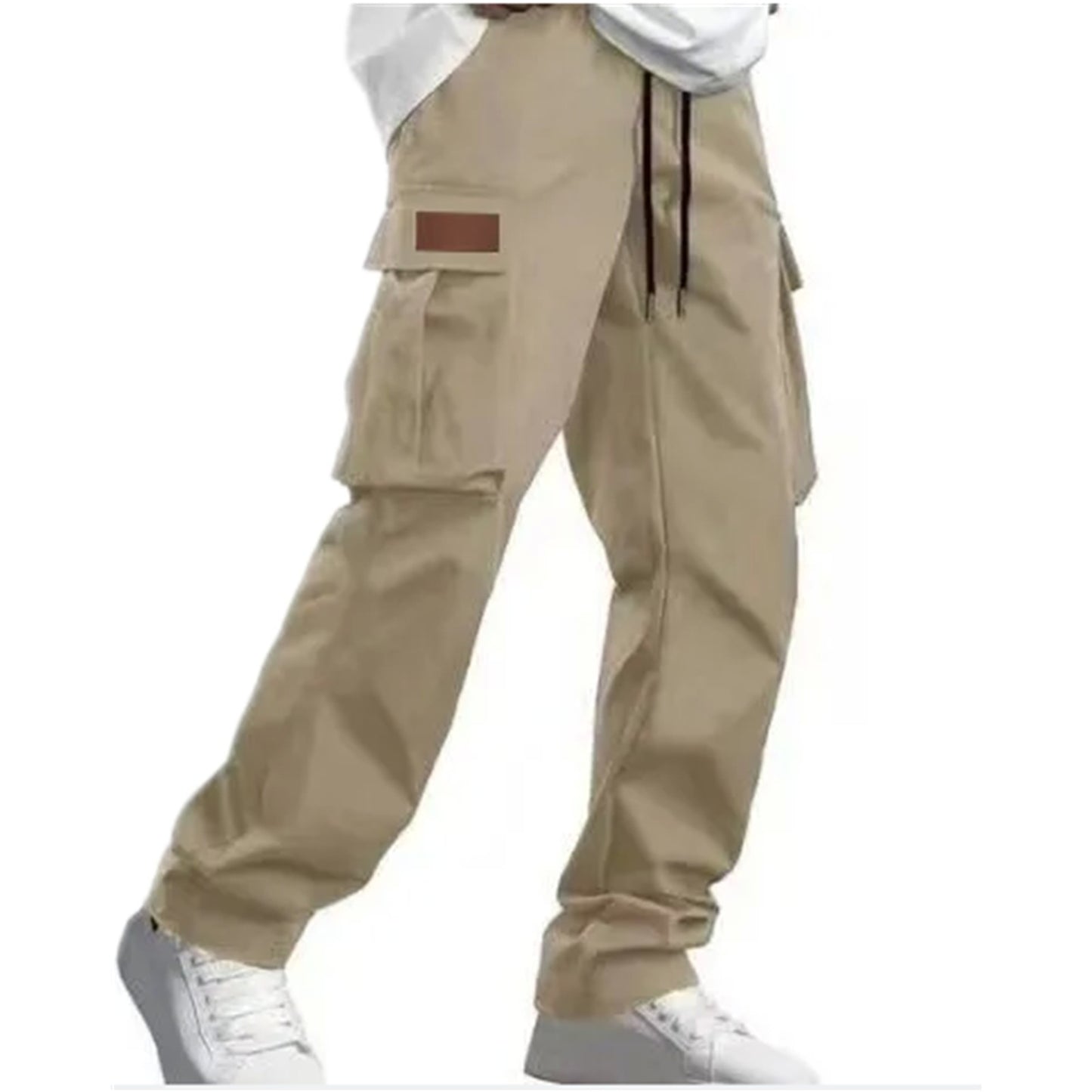 2025new men's workwear pants, European and American men's loose straight casual pants, men's workwear pocket pants