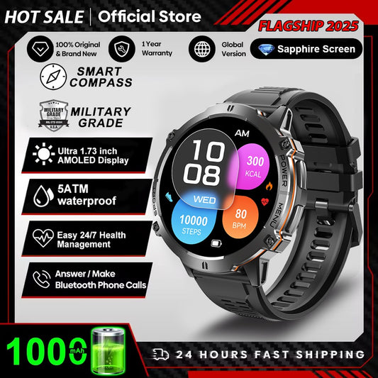 Smartwatch T-Rex 3 Militar Bateria 1000mAh 10ATM À Prova D'água GPS Bússola Altímetro Chamada AMOLED Masculino Natação Esportes