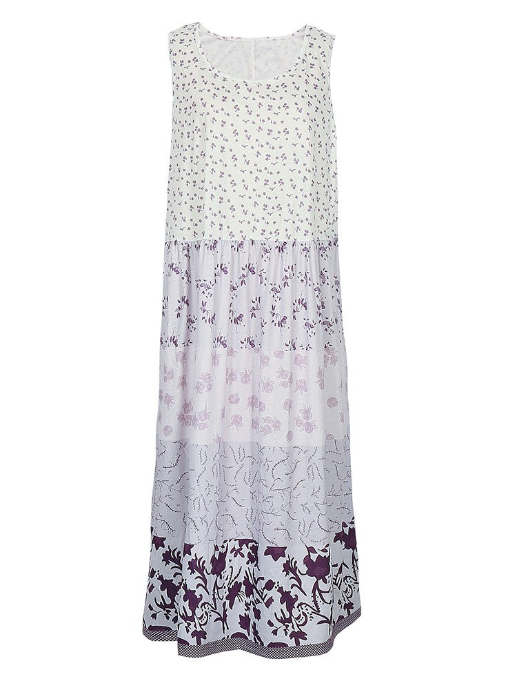 Plus Size Casual Women's Midi Dress 2025 Summer New Floral Printed Sleeveless Fl