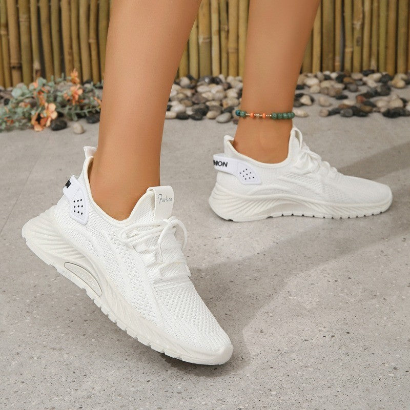Designer Women Casual Sneakers Sports Shoes Fashion Brand Lace Up Loafers Female Knitted Mesh Breathable Shoes for Women