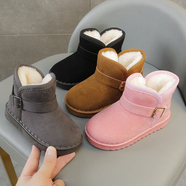 Boys Thermal Boots Kids Versatile Casual Buckle Non-slip Children Fashion Simple Non-slip Girls Snow Boots Cotton Winter Autumn