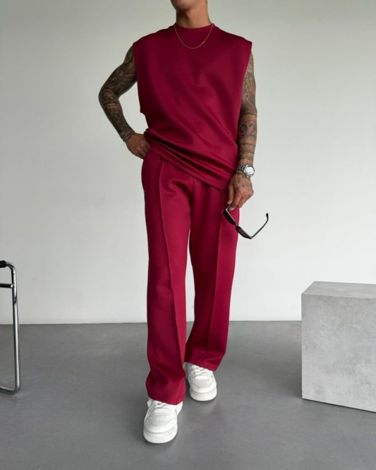 2025 Spring and summer men's new four seasons loose straight tube sports casual pants comfortable suit pants drawstring waistban