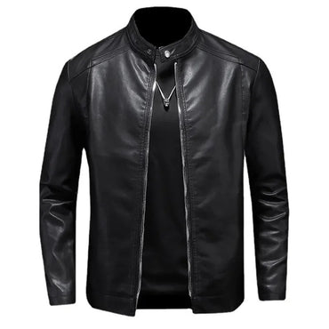 Leather Men's Jacket Spring and Autumn Casual Motorcycle Armored Jacket Black Motorcycle PU Leather Jacket Men's Clothing M-5XL
