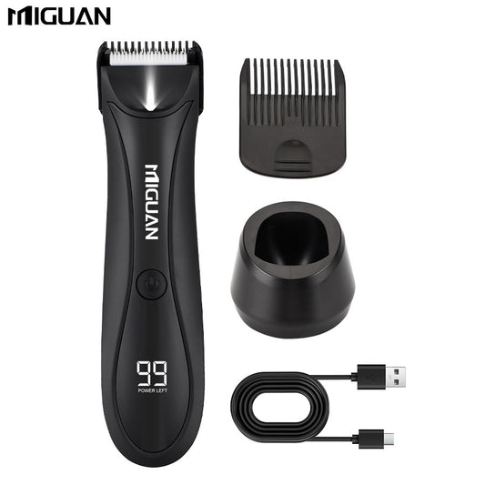 Electric Men's Body Groomer, Hair Clipper & Shaver with USB Charging Docking Station | Features Digital Display | Men's Grooming