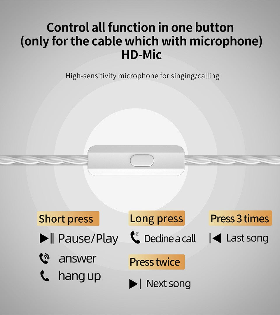 Fones de ouvido KZ D-Fi Fones de ouvido HIFI Bass Monitor 4 Níveis Chave de Afinação Fone de Ouvido Esportivo Estéreo com Redução de Ruído
