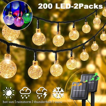 Solar Crystal Globe LED String Lights 60 LED 8 Lighting Modes IP65 Fairy Light Christmas Garland For Garden Party Decor 1pc/2pcs