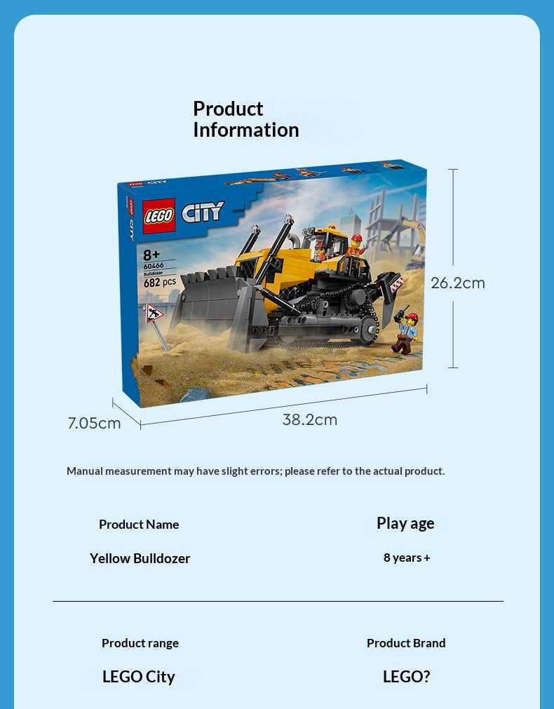 LEGO Blocos de Montar Série Cidade 60466 Trator de Esteira Amarelo Brinquedos para Meninos e Crianças Presentes de Aniversário e Natal